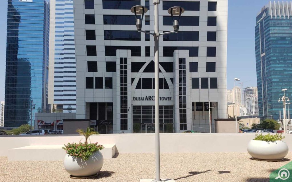 entrance of dubai arch tower in JLT