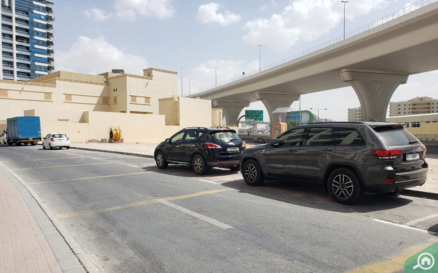 Street parking is located next to the building