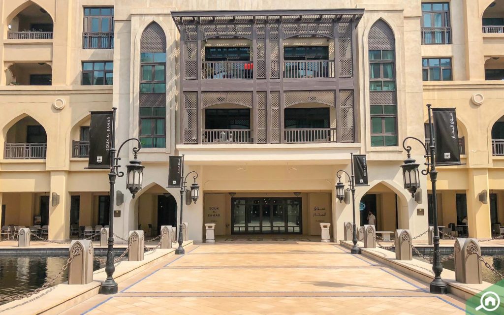 Frontal view of Souk Al Bahar in Downtown Dubai