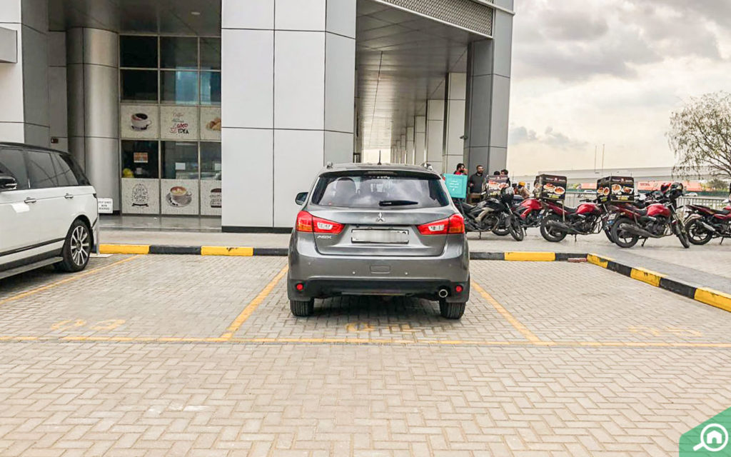 Street parking is located next to the building
