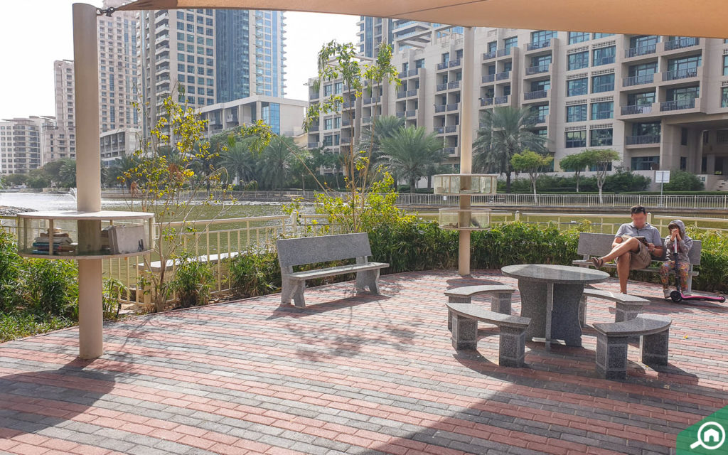 park and playground in the links west tower, the views, dubai
