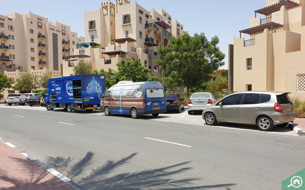 There is street parking next to the building