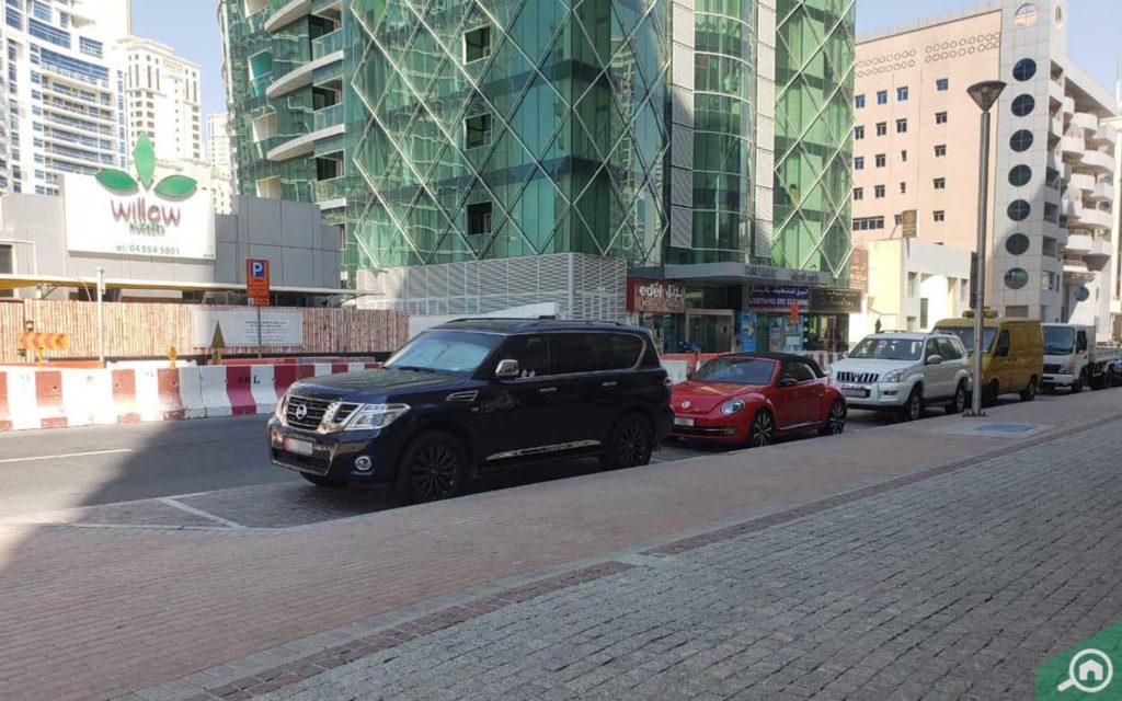 street view of cars parked outside