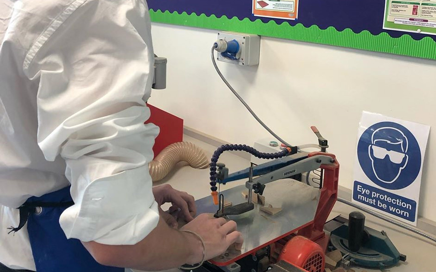 Sixth form student at Safa Community School in a workshop