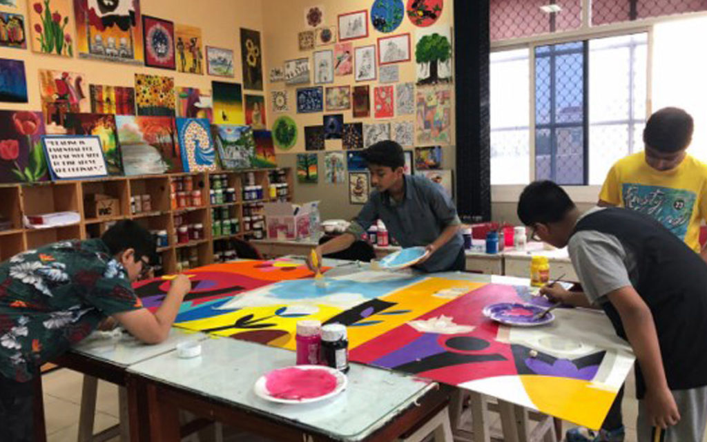 Students of DPS Sharjah participate in extra-curricular activities such as painting, arts and crafts.