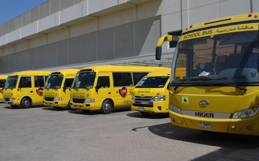 school buses used for students of American School of Dubai