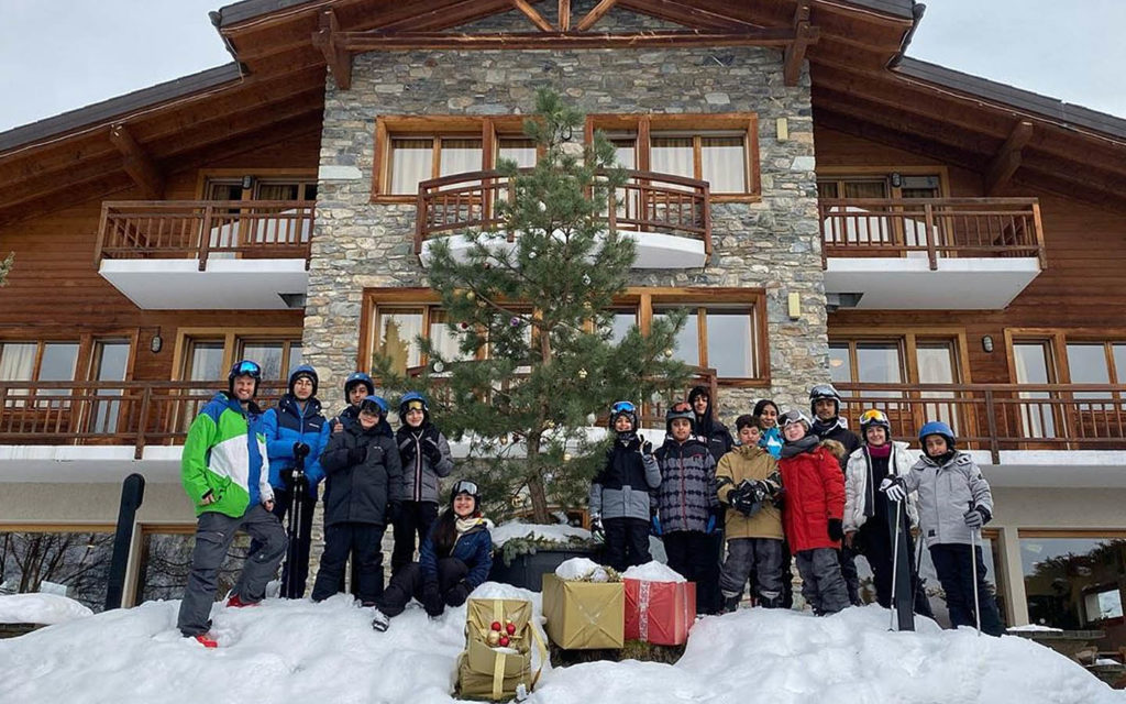 Victoria International School of Sharjah students in Switzerland on a ski-trip